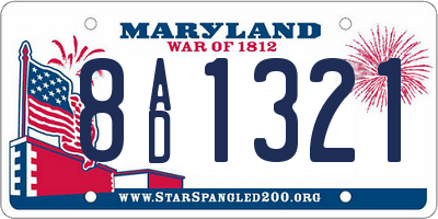 MD license plate 8AD1321