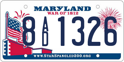 MD license plate 8AD1326