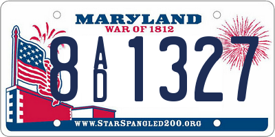 MD license plate 8AD1327