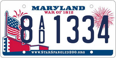 MD license plate 8AD1334