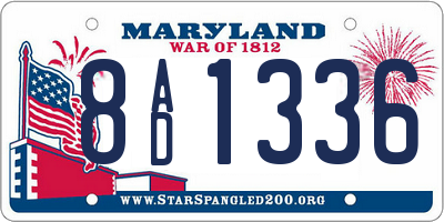 MD license plate 8AD1336