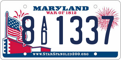 MD license plate 8AD1337