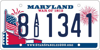 MD license plate 8AD1341