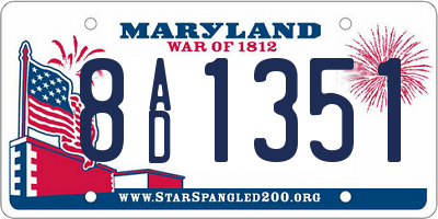 MD license plate 8AD1351