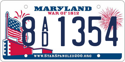 MD license plate 8AD1354