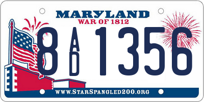 MD license plate 8AD1356