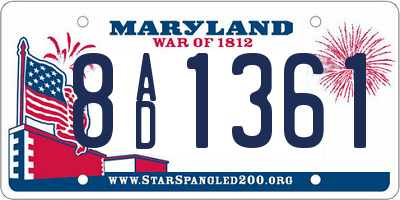 MD license plate 8AD1361