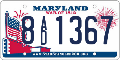 MD license plate 8AD1367