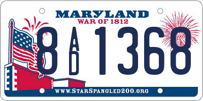 MD license plate 8AD1368