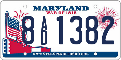 MD license plate 8AD1382