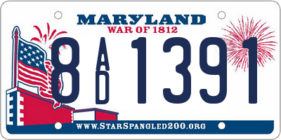 MD license plate 8AD1391