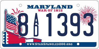 MD license plate 8AD1393
