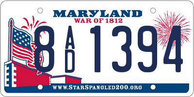 MD license plate 8AD1394