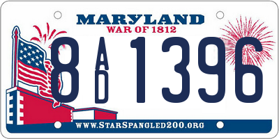 MD license plate 8AD1396
