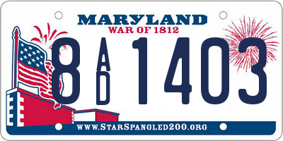 MD license plate 8AD1403