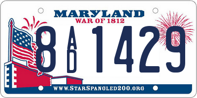 MD license plate 8AD1429