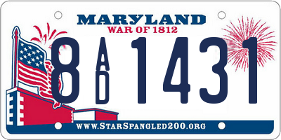 MD license plate 8AD1431