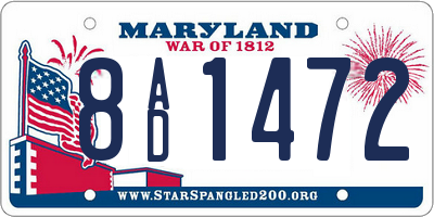 MD license plate 8AD1472