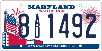MD license plate 8AD1492