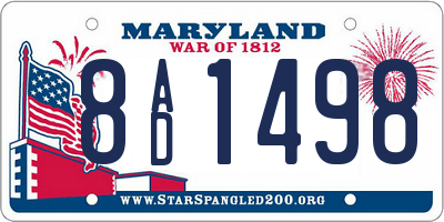 MD license plate 8AD1498