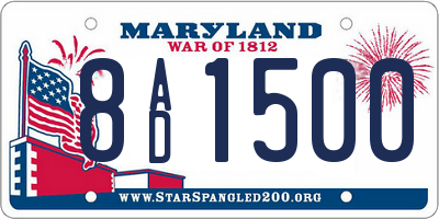 MD license plate 8AD1500