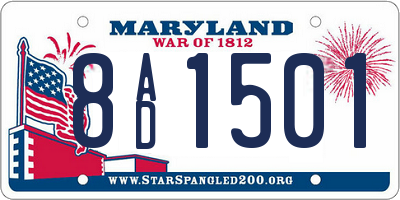 MD license plate 8AD1501