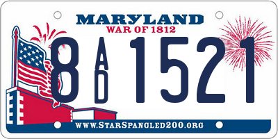 MD license plate 8AD1521