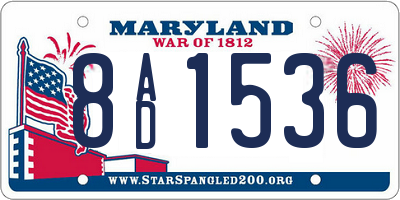 MD license plate 8AD1536