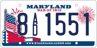 MD license plate 8AD1551