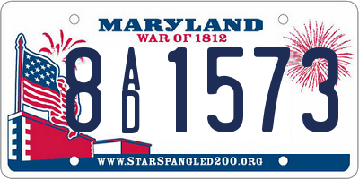 MD license plate 8AD1573