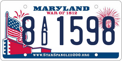 MD license plate 8AD1598
