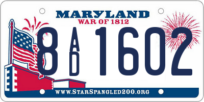 MD license plate 8AD1602