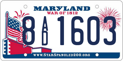 MD license plate 8AD1603