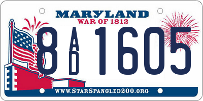 MD license plate 8AD1605