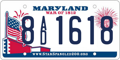 MD license plate 8AD1618