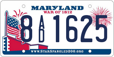 MD license plate 8AD1625