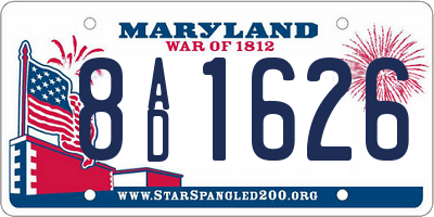 MD license plate 8AD1626