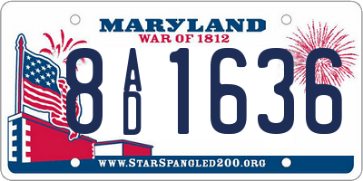 MD license plate 8AD1636
