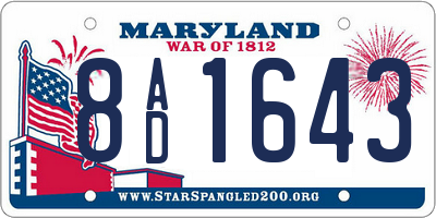 MD license plate 8AD1643