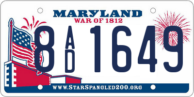 MD license plate 8AD1649