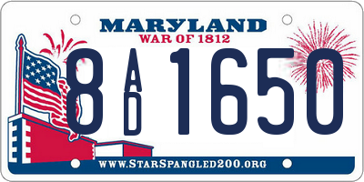 MD license plate 8AD1650