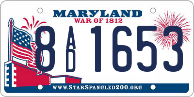 MD license plate 8AD1653