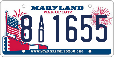 MD license plate 8AD1655