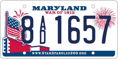 MD license plate 8AD1657