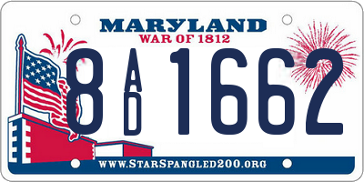 MD license plate 8AD1662