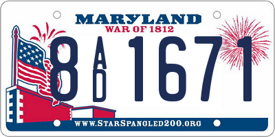 MD license plate 8AD1671