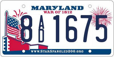 MD license plate 8AD1675