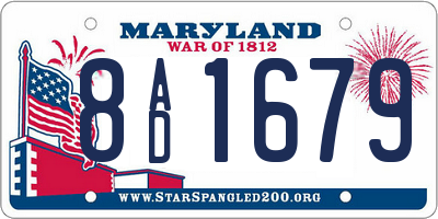 MD license plate 8AD1679