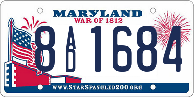MD license plate 8AD1684