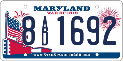 MD license plate 8AD1692